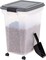 IRIS USA Dog Food Storage Container 40 lbs, Attachable Wheels, & Included Scoop, for Dog Cat Birds and other Pets, Dark Gray